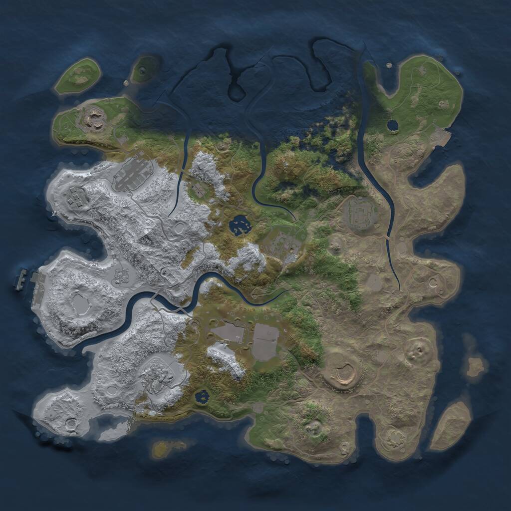 Rust Map: Procedural Map, Size: 3700, Seed: 76279326, 14 Monuments