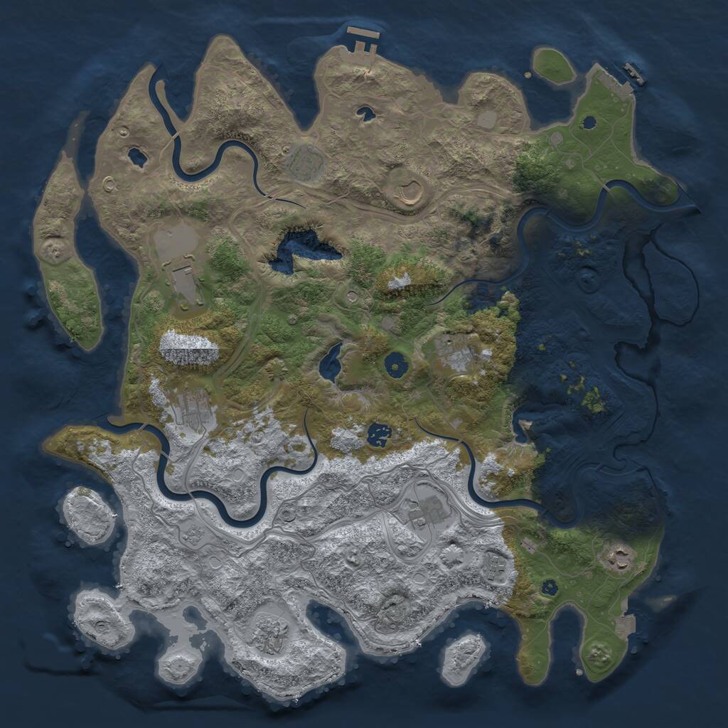 Rust Map: Procedural Map, Size: 4500, Seed: 852898747, 16 Monuments