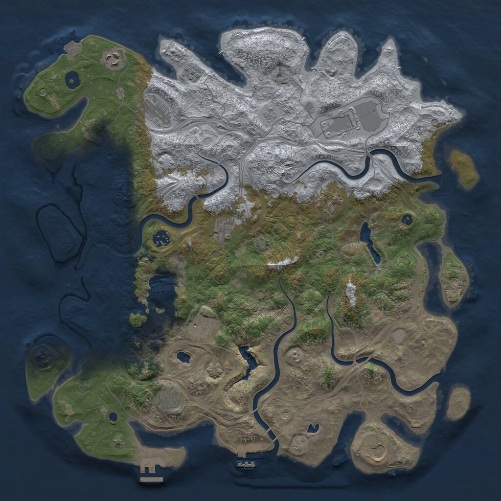 Rust Map: Procedural Map, Size: 4500, Seed: 175602924, 16 Monuments