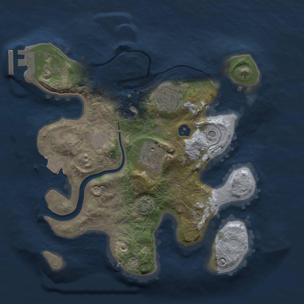 Rust Map: Procedural Map, Size: 2500, Seed: 1355664580, 7 Monuments
