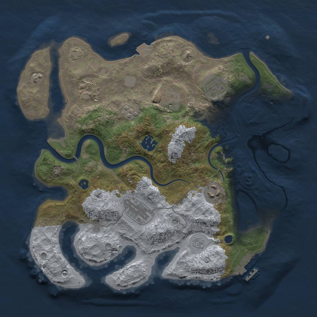 Rust Map: Procedural Map, Size: 3200, Seed: 888303033, 13 Monuments
