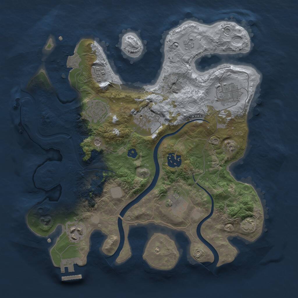 Rust Map: Procedural Map, Size: 3000, Seed: 29893, 12 Monuments