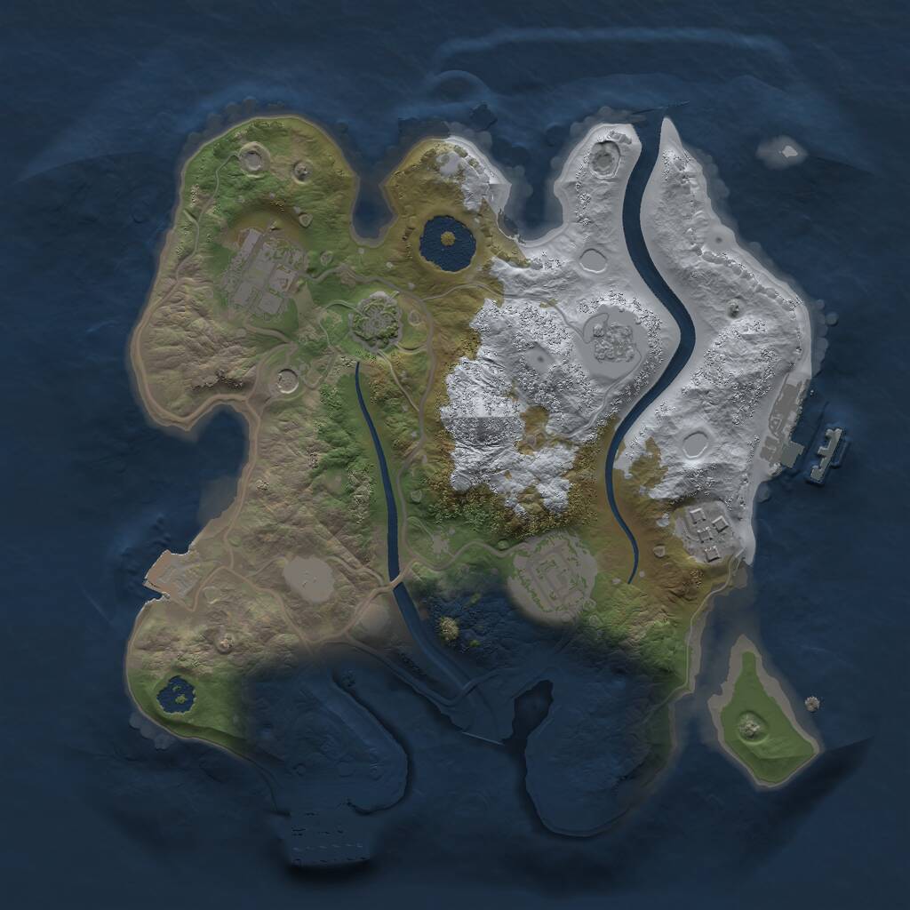 Rust Map: Procedural Map, Size: 2500, Seed: 76578, 9 Monuments