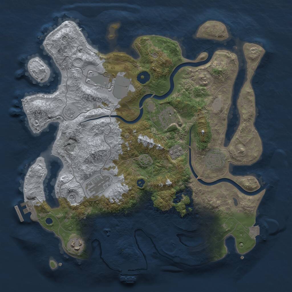 Rust Map: Procedural Map, Size: 3500, Seed: 1277998867, 12 Monuments