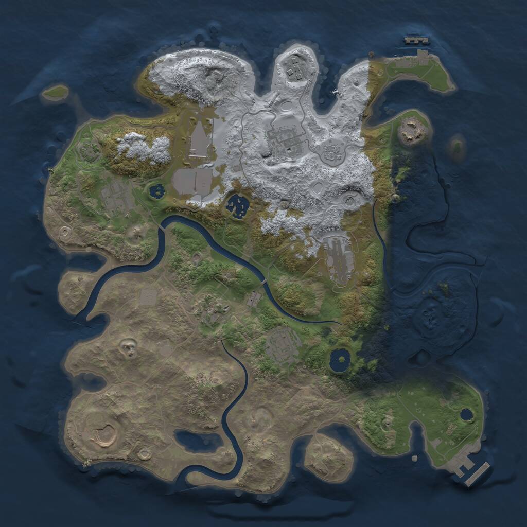 Rust Map: Procedural Map, Size: 3500, Seed: 27414239, 16 Monuments