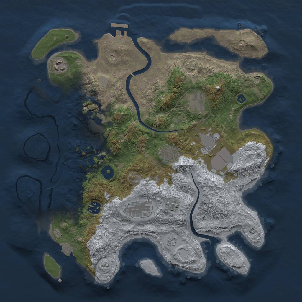 Rust Map: Procedural Map, Size: 3500, Seed: 77101852, 13 Monuments
