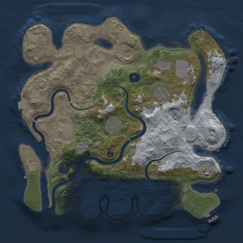 Rust Map: Procedural Map, Size: 3500, Seed: 1263348285, 13 Monuments
