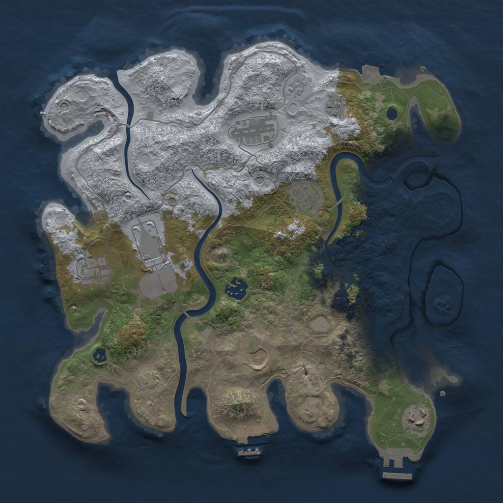 Rust Map: Procedural Map, Size: 3500, Seed: 1419364141, 14 Monuments