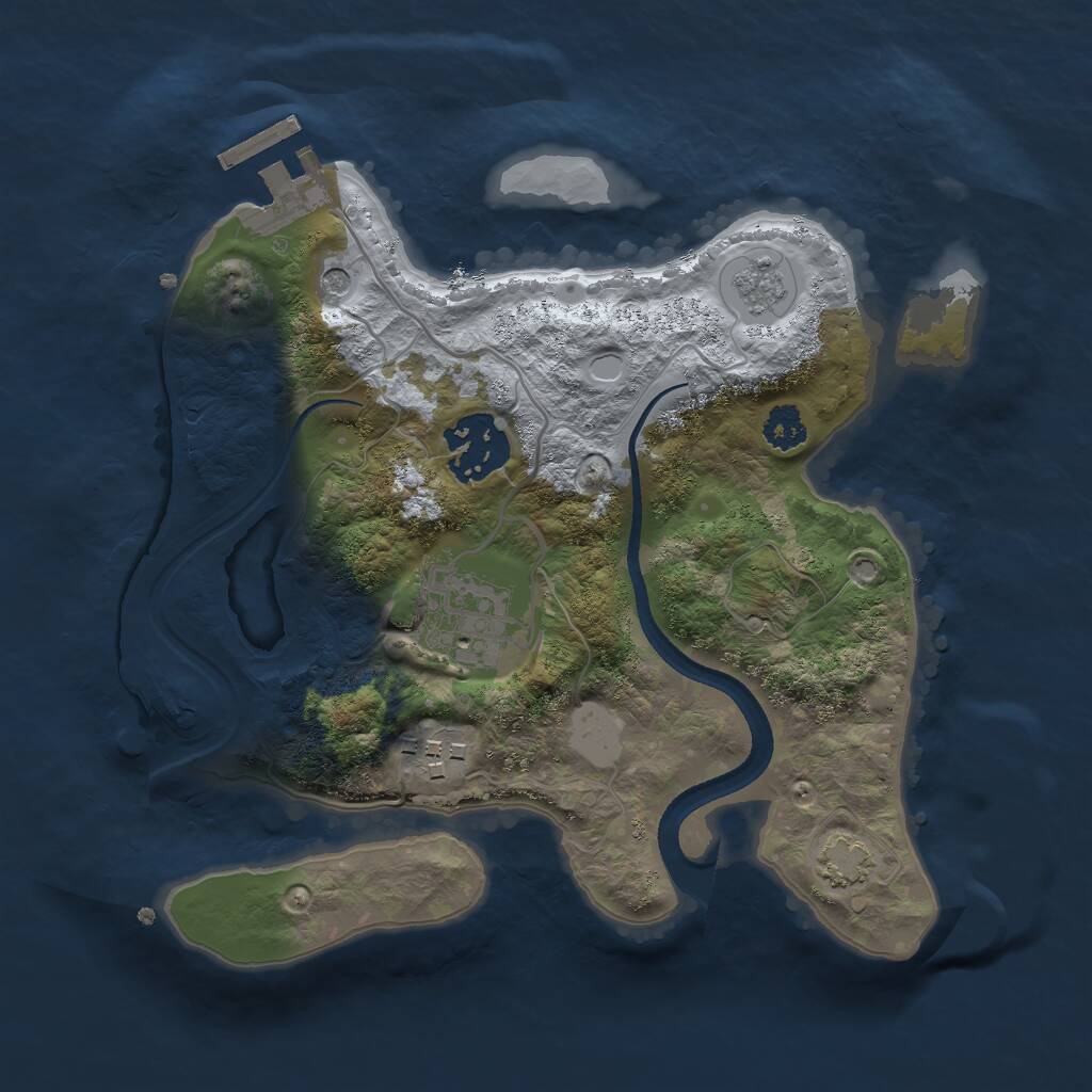 Rust Map: Procedural Map, Size: 2500, Seed: 32035, 8 Monuments