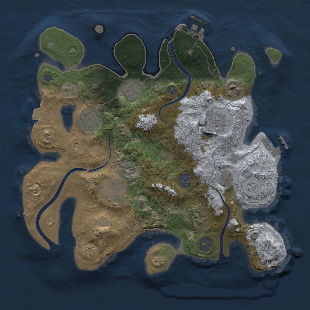Rust Map: Procedural Map, Size: 3200, Seed: 571934695, 15 Monuments