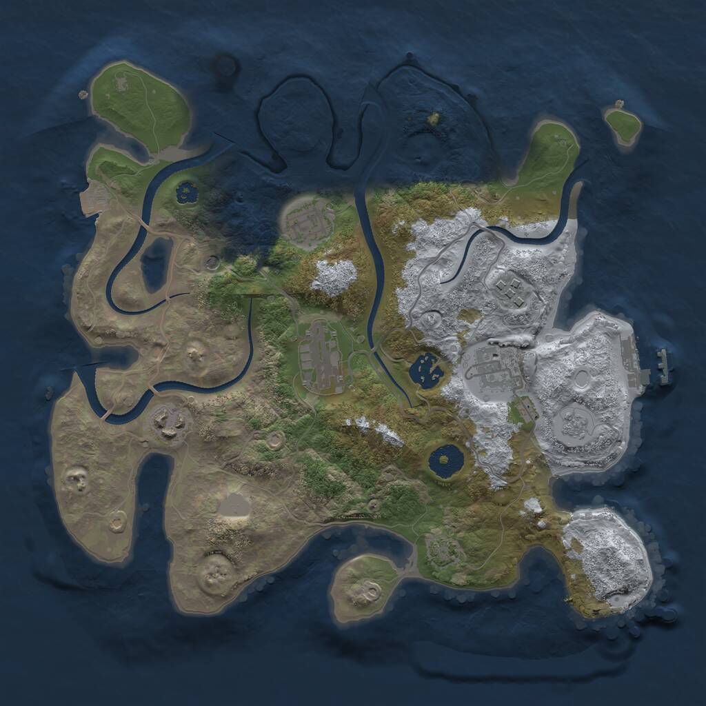 Rust Map: Procedural Map, Size: 3200, Seed: 571934695, 11 Monuments