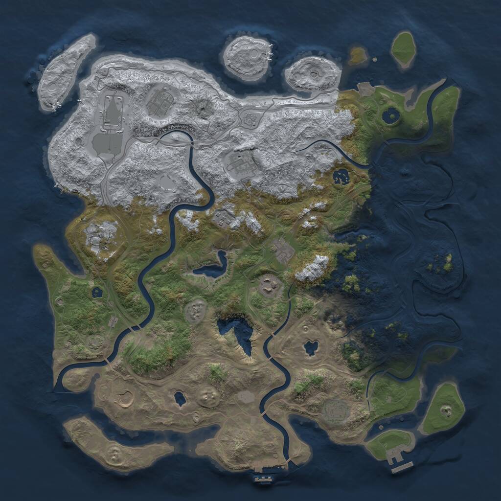 Rust Map: Procedural Map, Size: 4500, Seed: 572870563, 16 Monuments