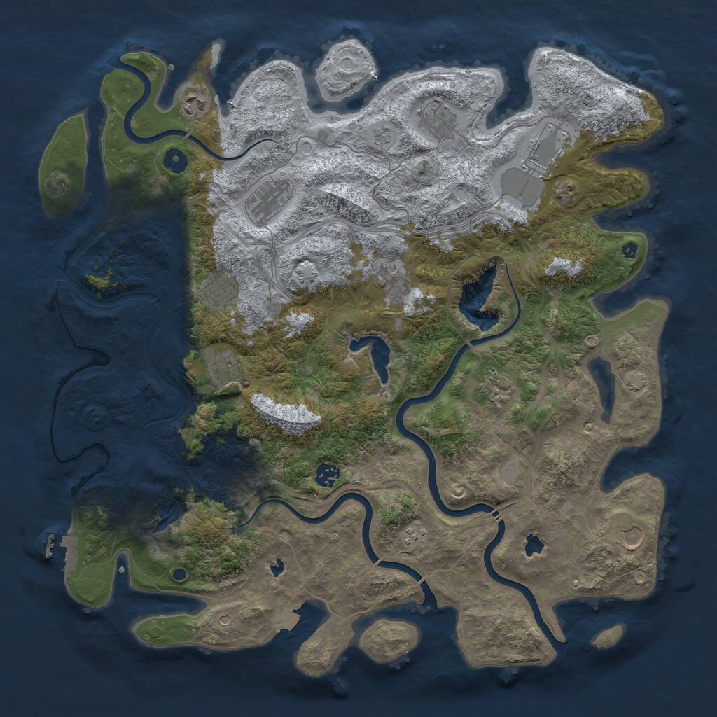 Rust Map: Procedural Map, Size: 4500, Seed: 429563485, 16 Monuments