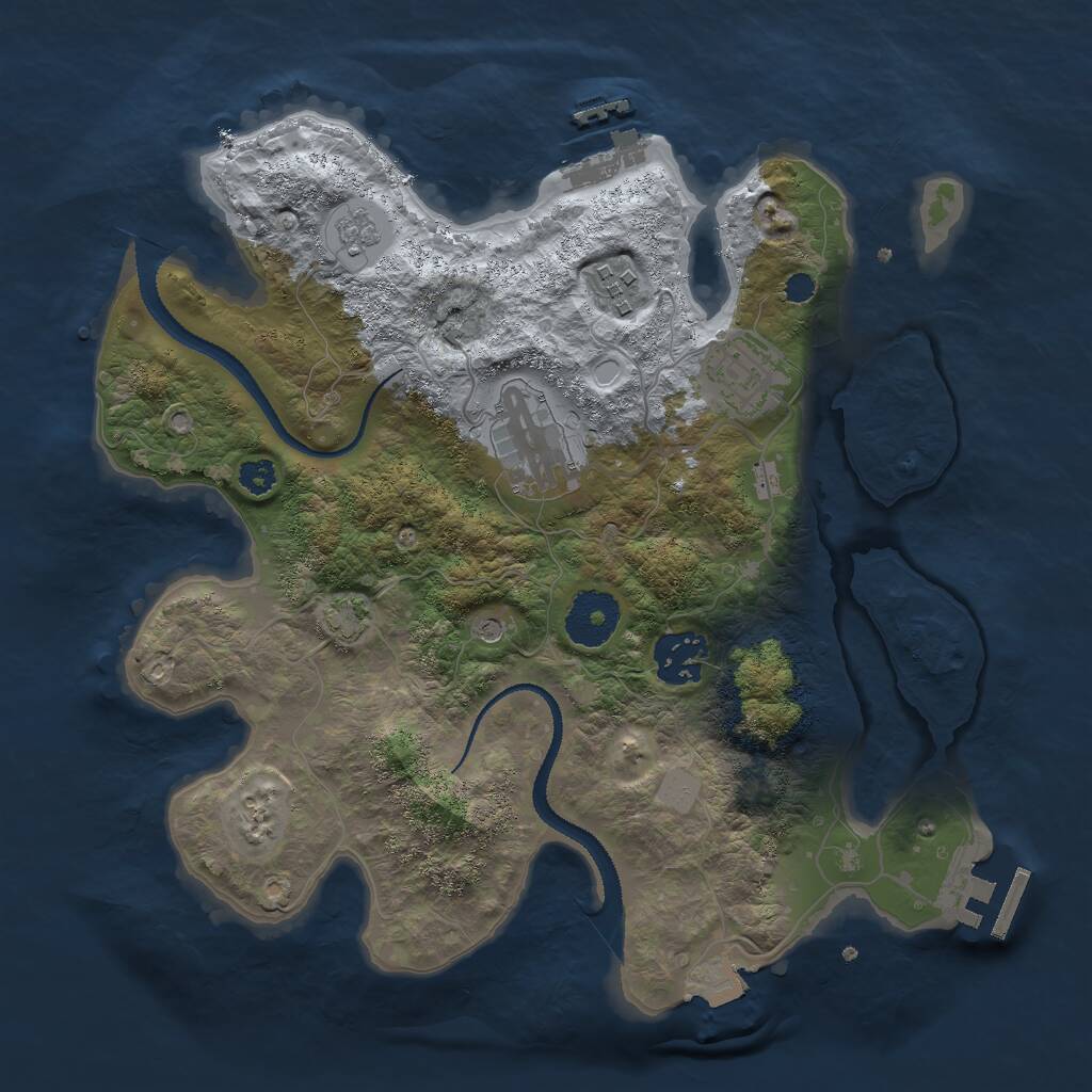 Rust Map: Procedural Map, Size: 3000, Seed: 9833, 10 Monuments