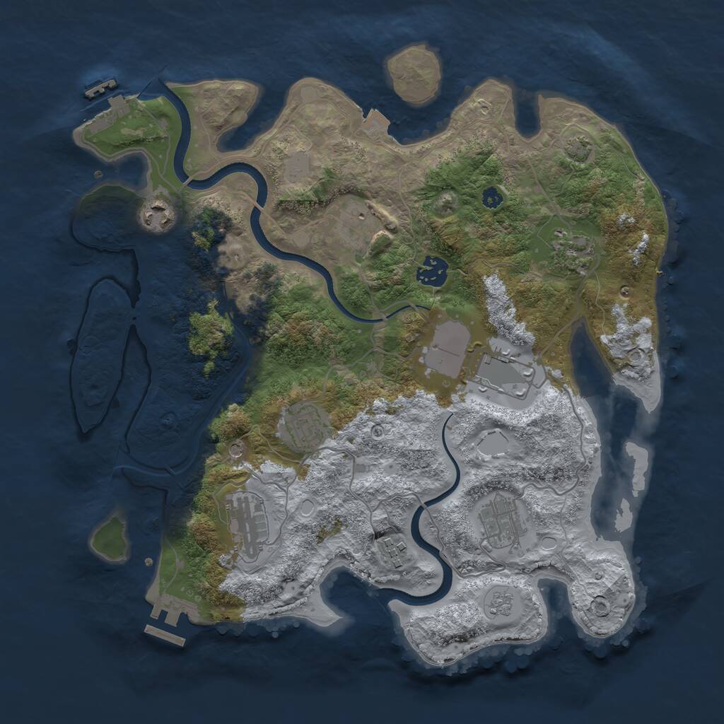 Rust Map: Procedural Map, Size: 3500, Seed: 990461182, 15 Monuments
