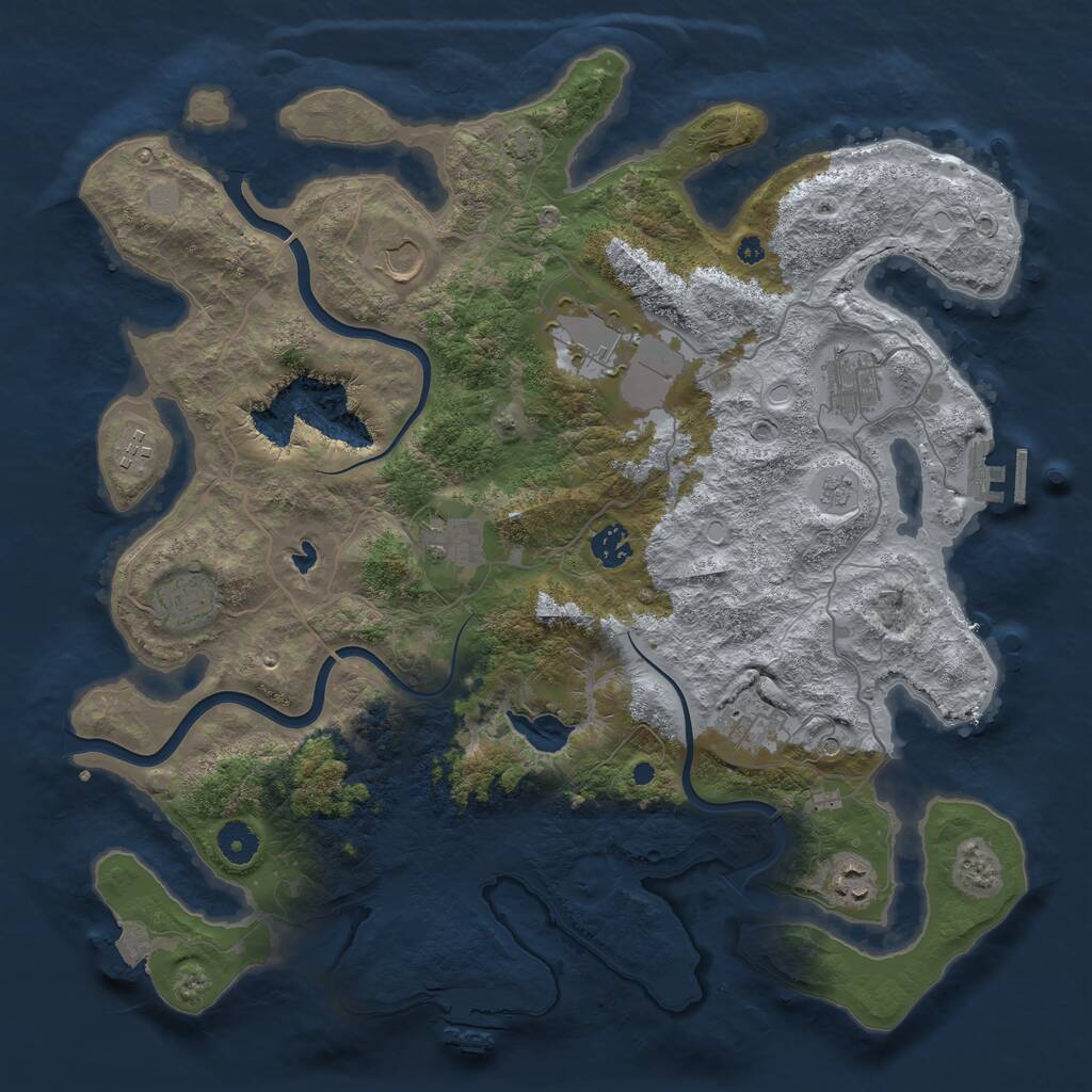Rust Map: Procedural Map, Size: 4000, Seed: 16691, 15 Monuments