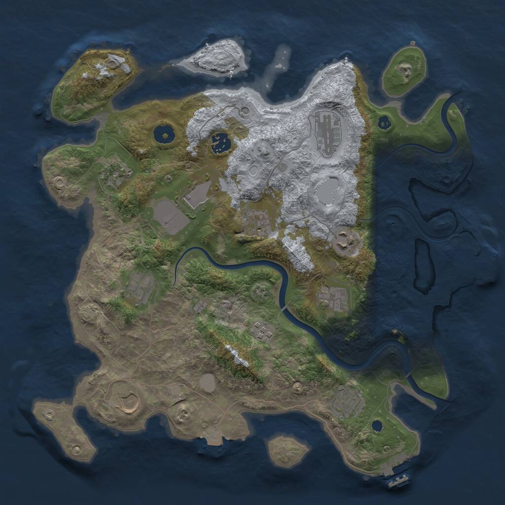 Rust Map: Procedural Map, Size: 3750, Seed: 1081424250, 16 Monuments