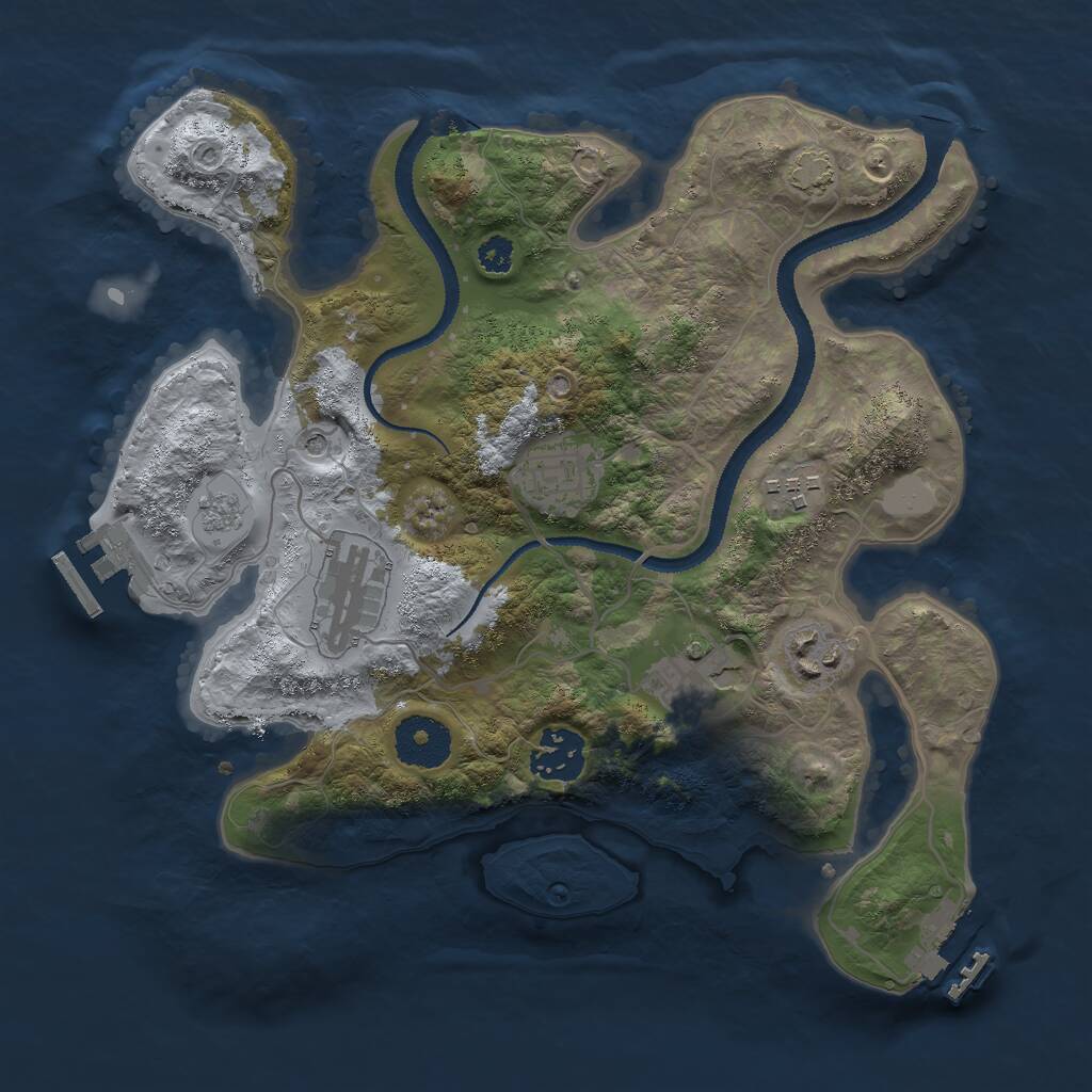 Rust Map: Procedural Map, Size: 3000, Seed: 42033664, 12 Monuments