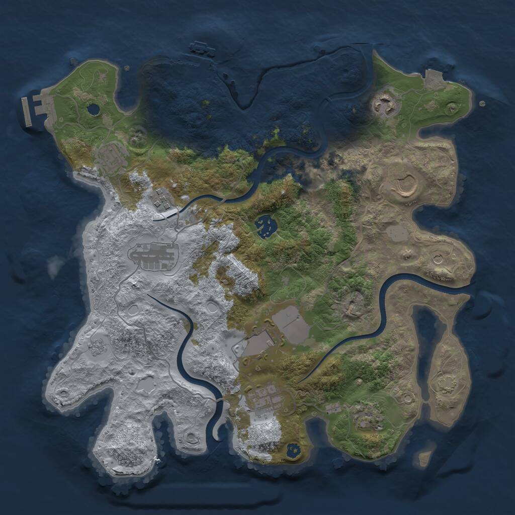 Rust Map: Procedural Map, Size: 3500, Seed: 75458, 15 Monuments