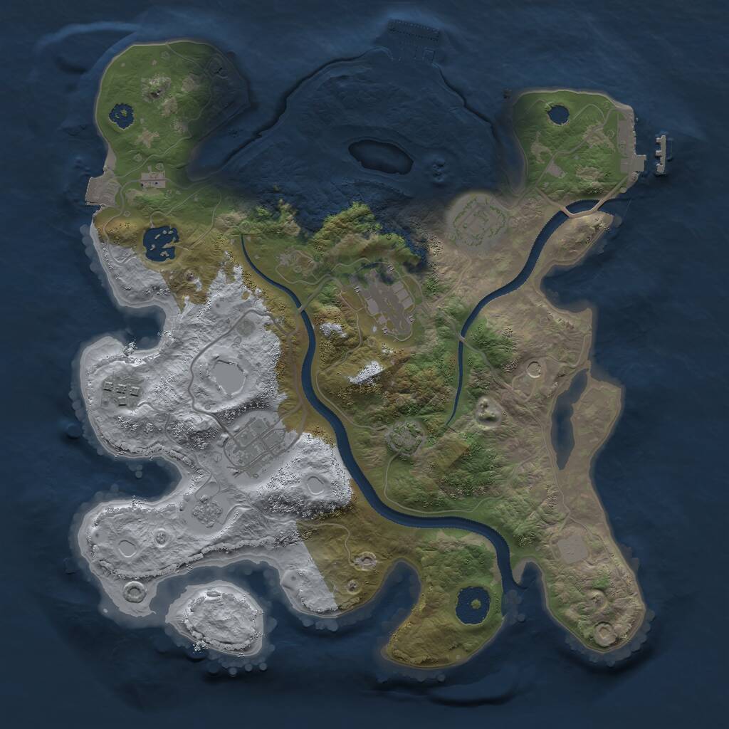 Rust Map: Procedural Map, Size: 3000, Seed: 46555, 11 Monuments