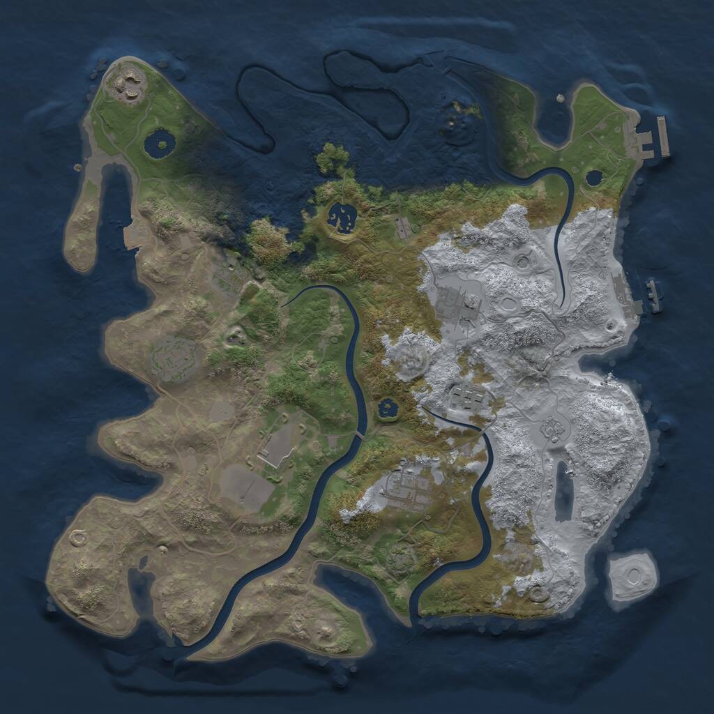 Rust Map: Procedural Map, Size: 3600, Seed: 109467, 14 Monuments