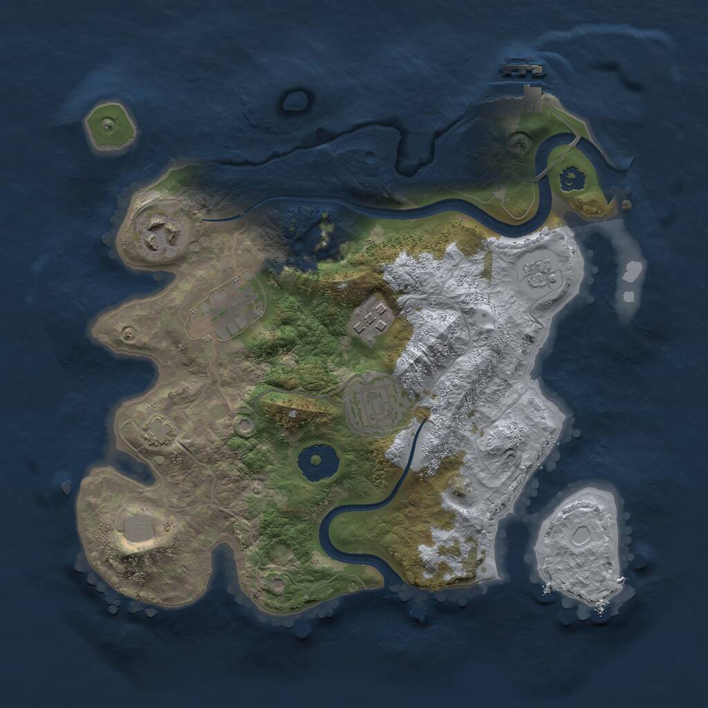 Rust Map: Procedural Map, Size: 2750, Seed: 123897456, 8 Monuments
