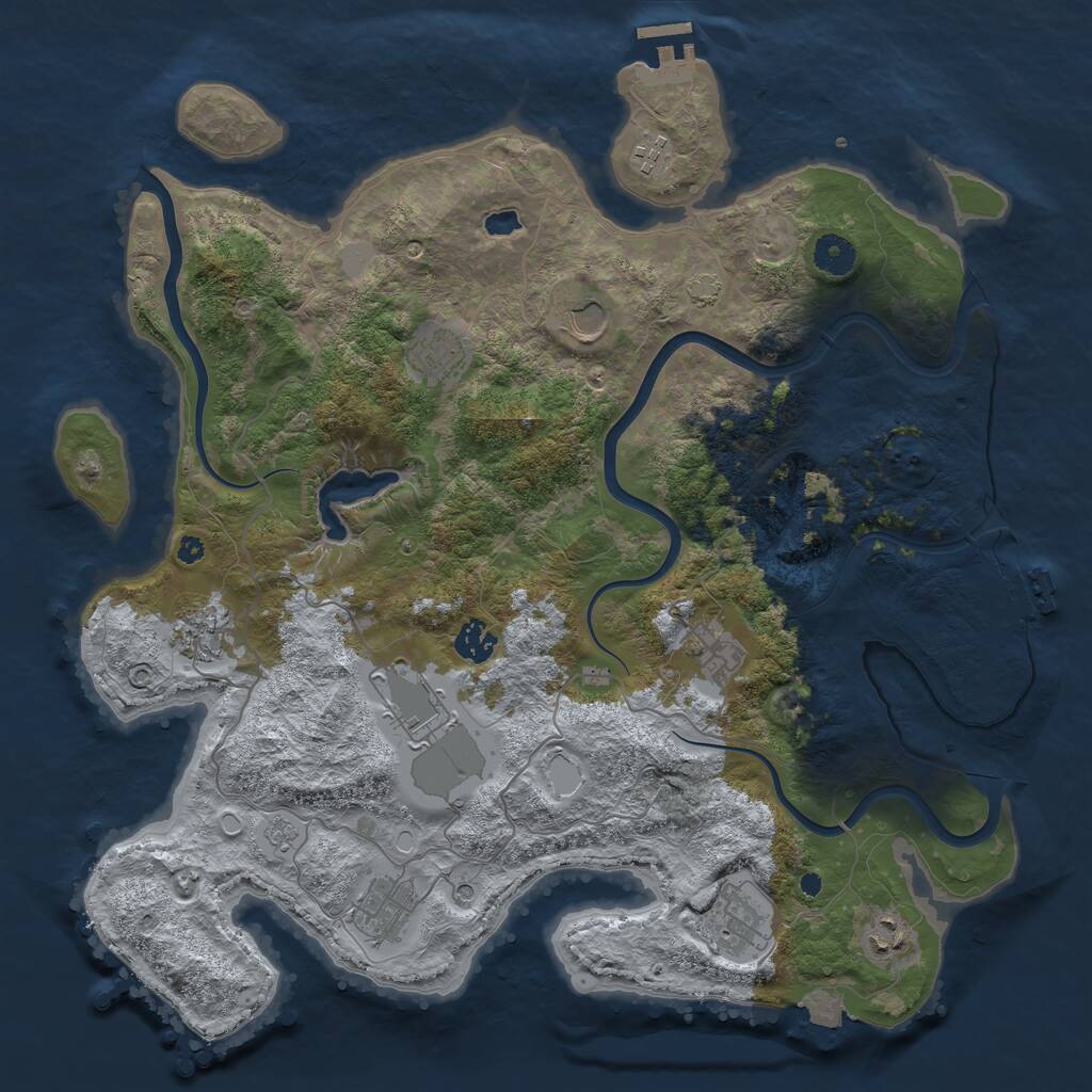 Rust Map: Procedural Map, Size: 4004, Seed: 2147483647, 16 Monuments