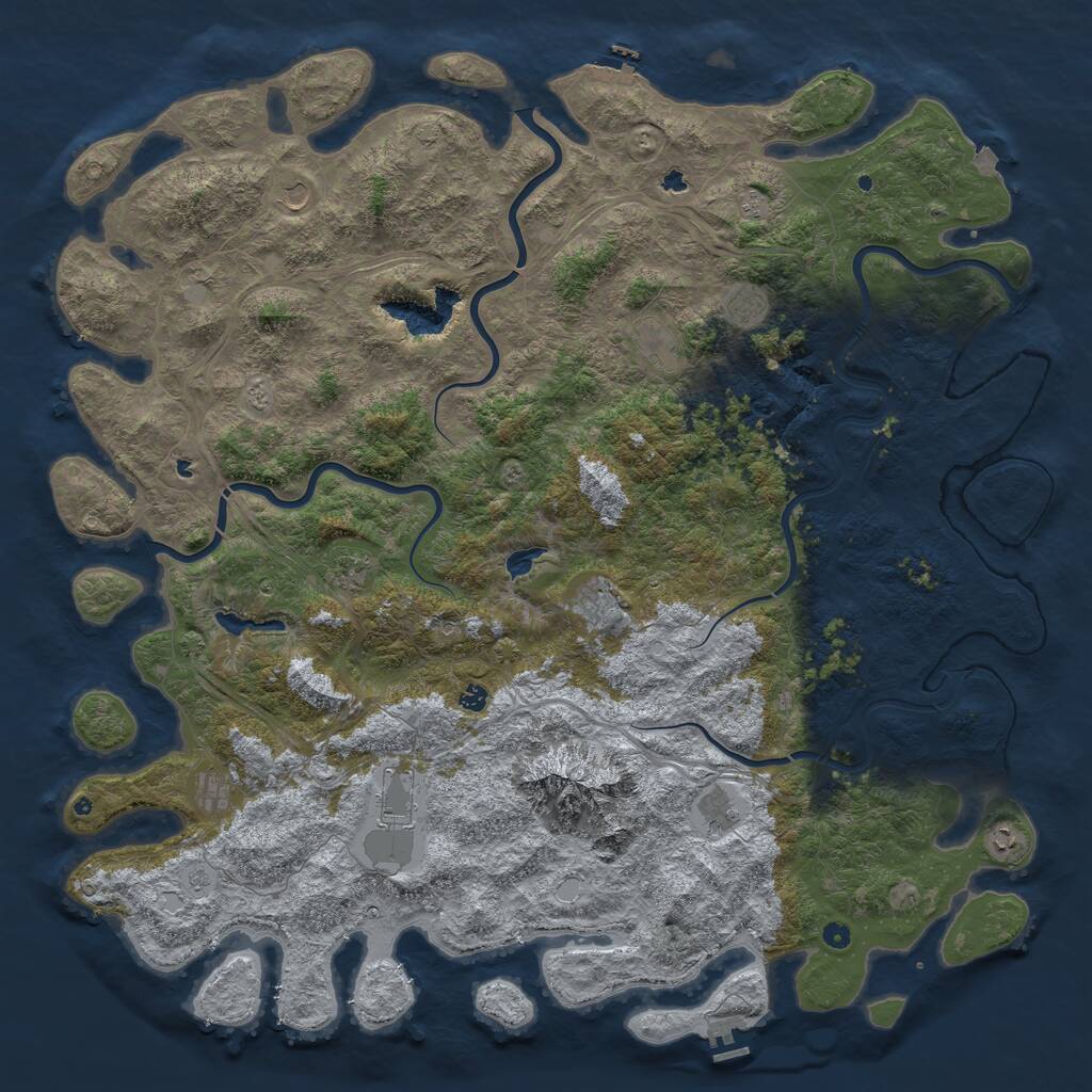 Rust Map: Procedural Map, Size: 6000, Seed: 158401103, 17 Monuments