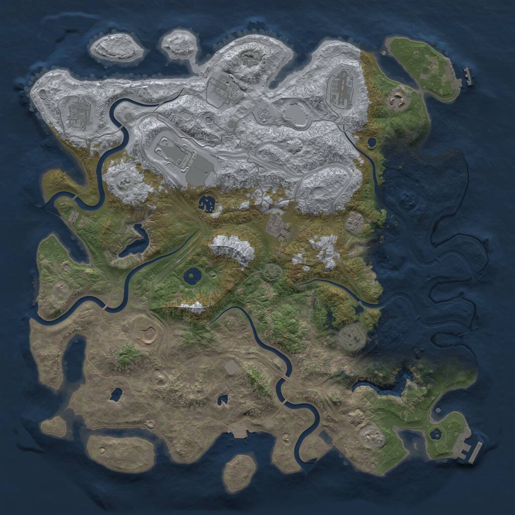 Rust Map: Procedural Map, Size: 4500, Seed: 109918447, 16 Monuments