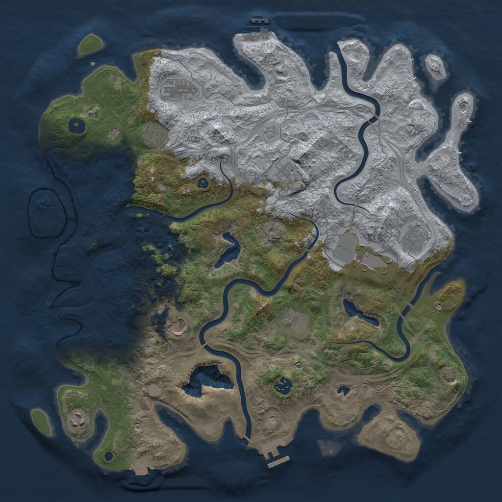Rust Map: Procedural Map, Size: 4500, Seed: 158421, 16 Monuments