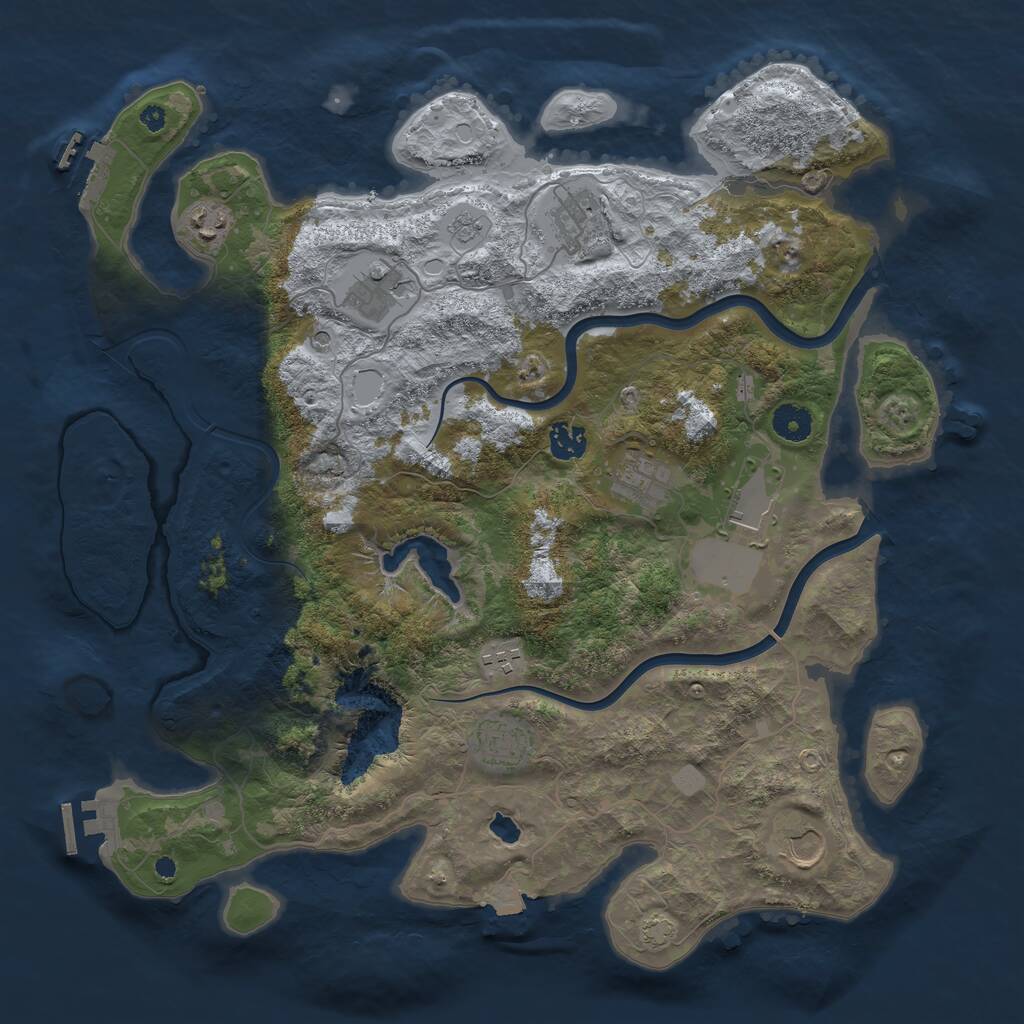 Rust Map: Procedural Map, Size: 4000, Seed: 836429090, 15 Monuments