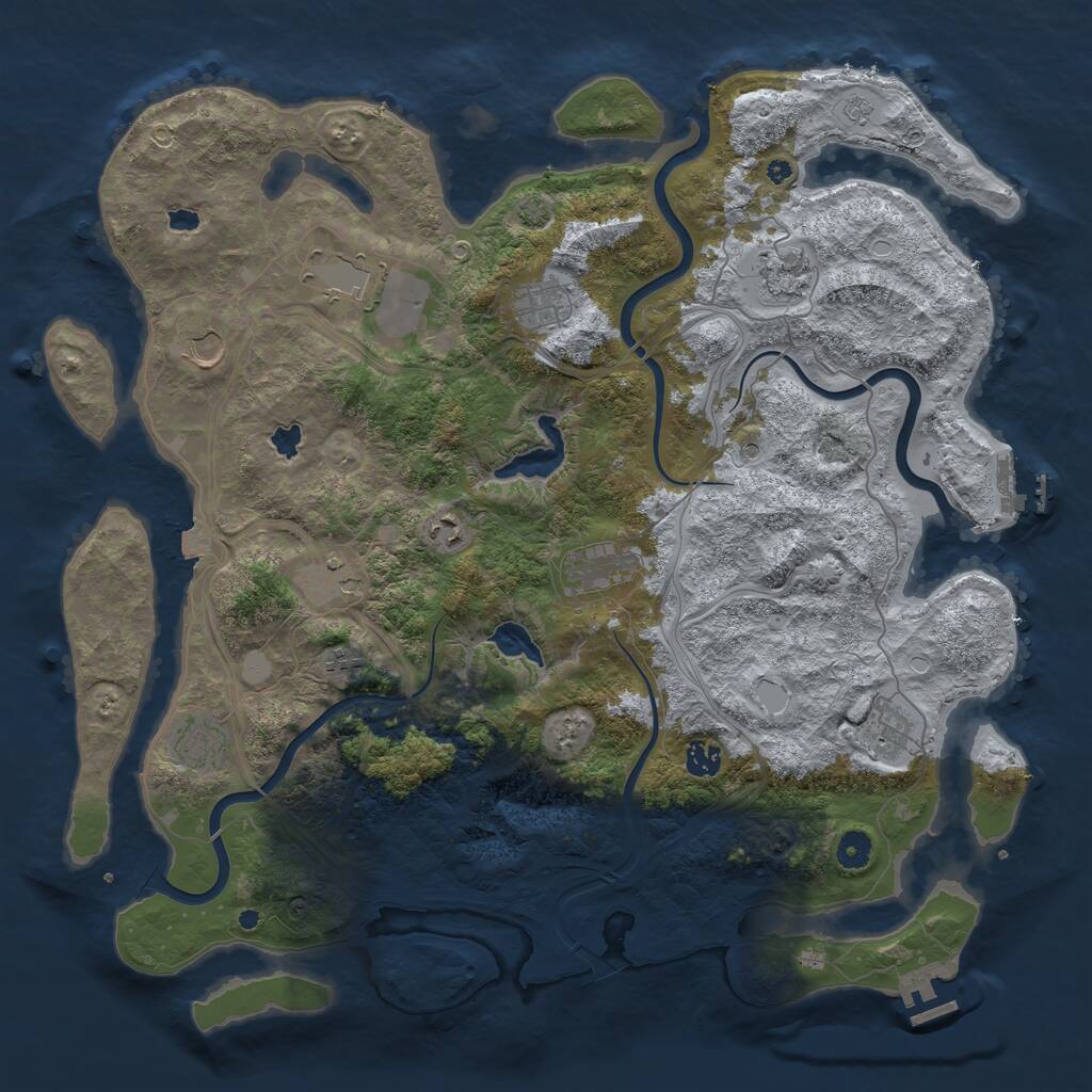 Rust Map: Procedural Map, Size: 4500, Seed: 422536188, 17 Monuments