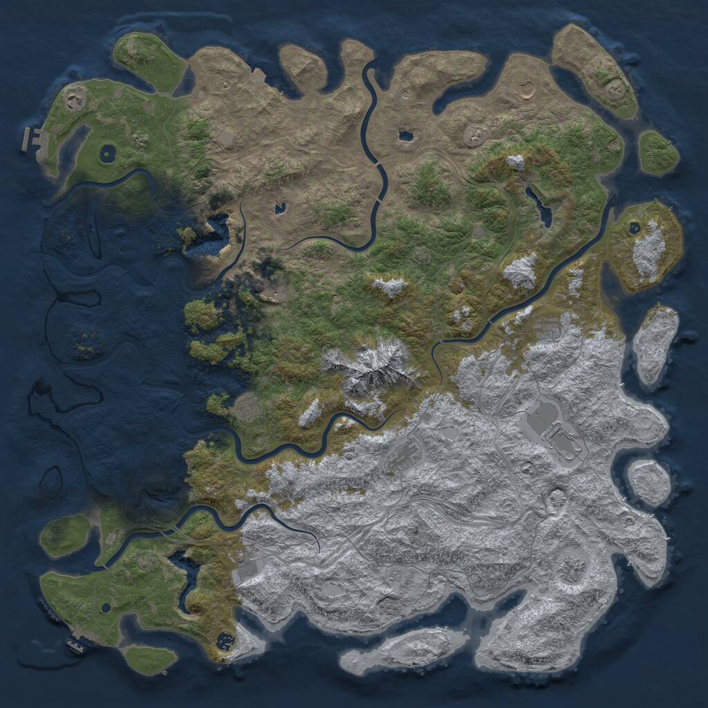 Rust Map: Procedural Map, Size: 6000, Seed: 1584999, 17 Monuments