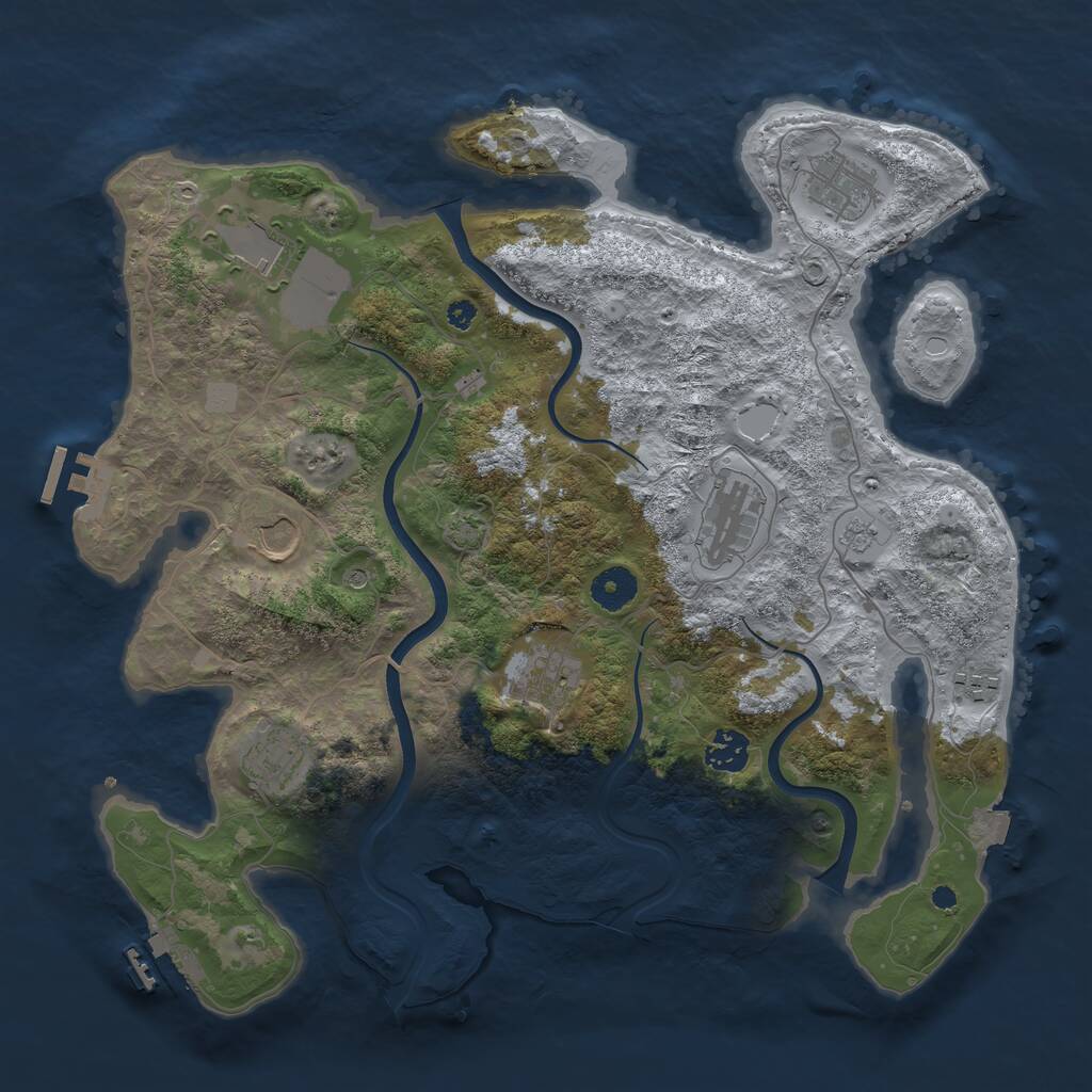 Rust Map: Procedural Map, Size: 3750, Seed: 1376943109, 14 Monuments