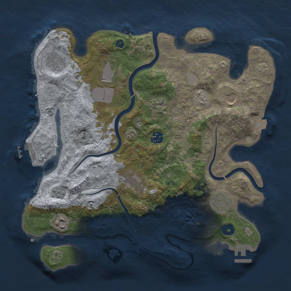 Rust Map: Procedural Map, Size: 3500, Seed: 4921074, 15 Monuments