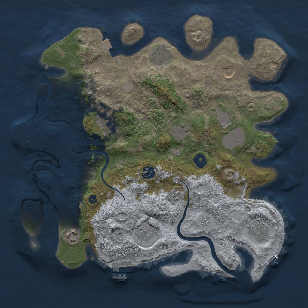 Rust Map: Procedural Map, Size: 3500, Seed: 21046, 16 Monuments