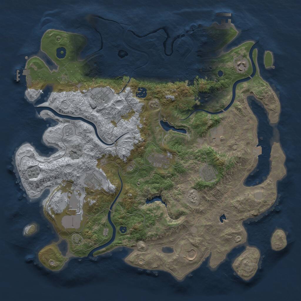 Rust Map: Procedural Map, Size: 4096, Seed: 86217054, 16 Monuments
