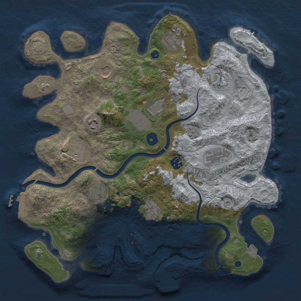 Rust Map: Procedural Map, Size: 3700, Seed: 799216758, 17 Monuments