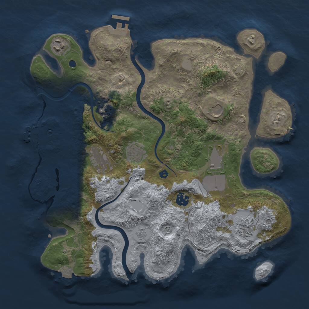Rust Map: Procedural Map, Size: 3500, Seed: 724206404, 14 Monuments