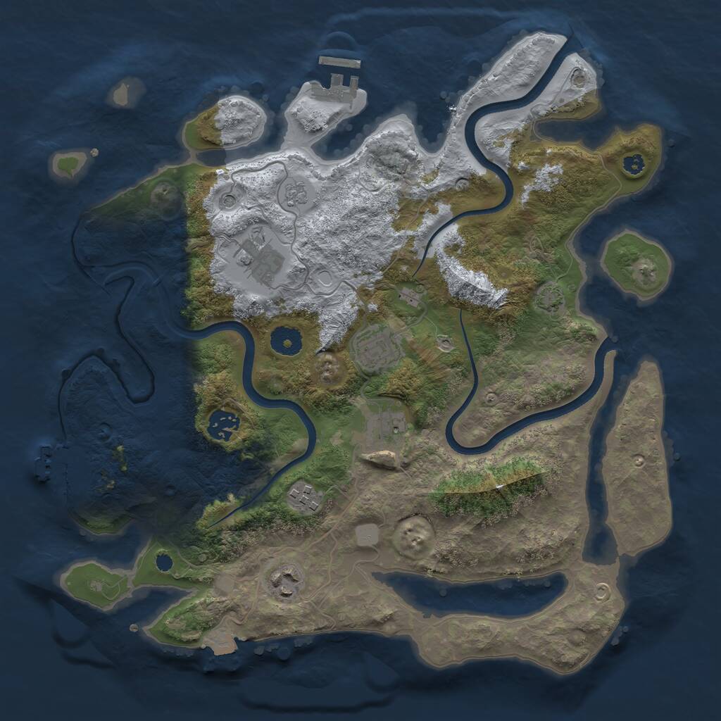 Rust Map: Procedural Map, Size: 3500, Seed: 1911488014, 12 Monuments