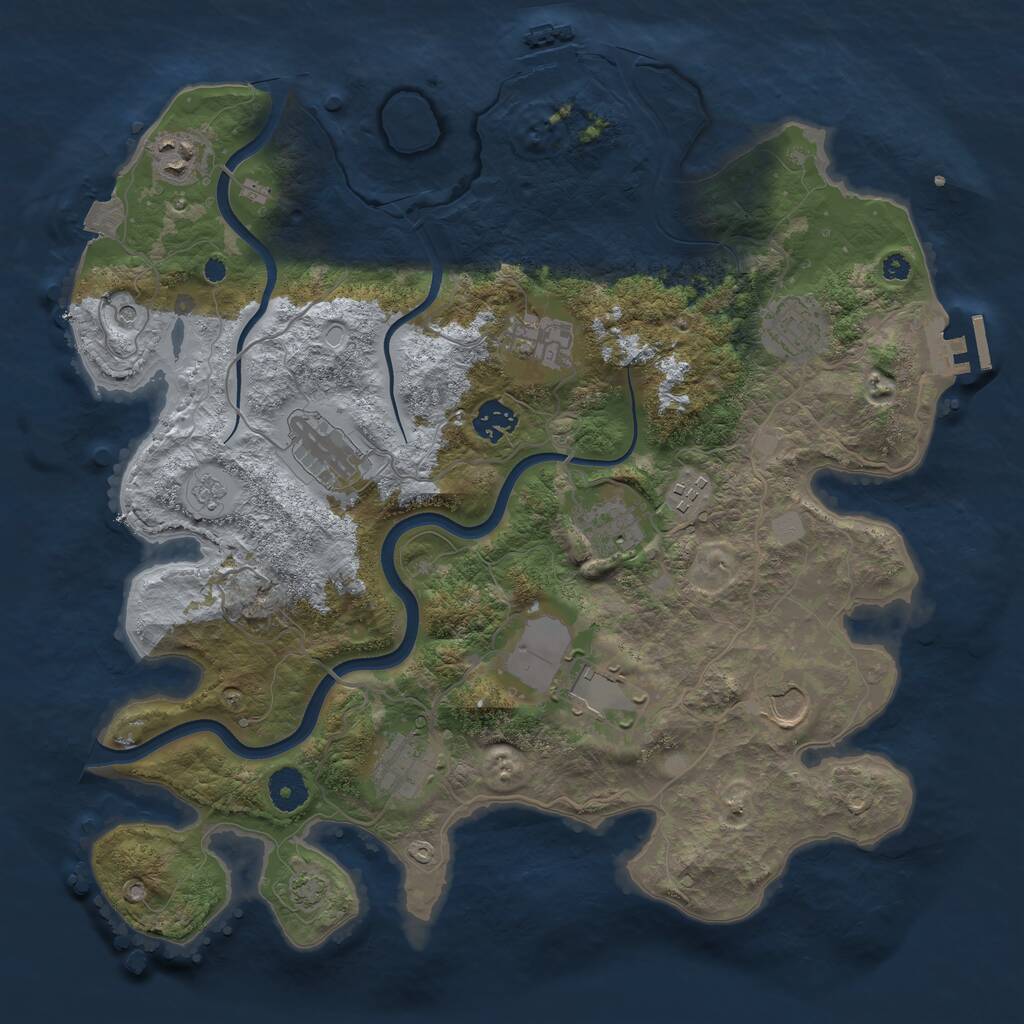Rust Map: Procedural Map, Size: 3750, Seed: 472003941, 16 Monuments