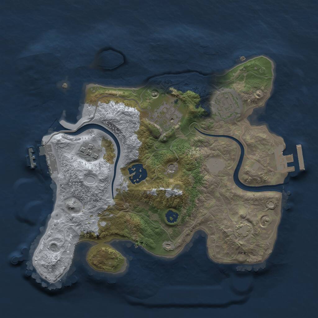 Rust Map: Procedural Map, Size: 2500, Seed: 56790275, 9 Monuments