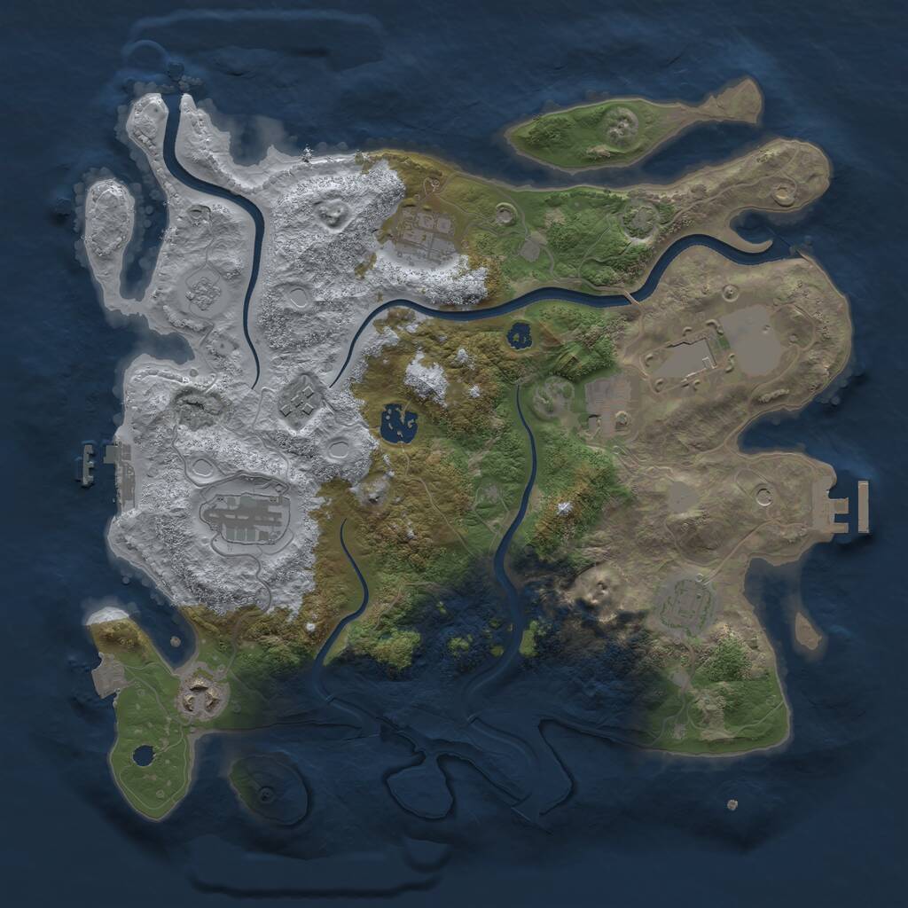 Rust Map: Procedural Map, Size: 3500, Seed: 1323563676, 14 Monuments