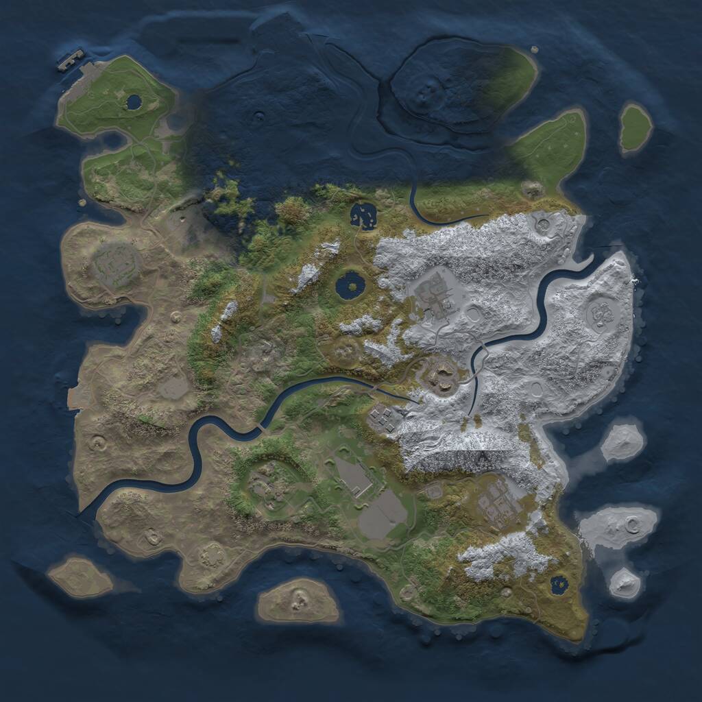 Rust Map: Procedural Map, Size: 3750, Seed: 49210275, 15 Monuments