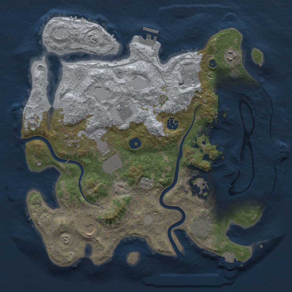 Rust Map: Procedural Map, Size: 3750, Seed: 276328203, 16 Monuments