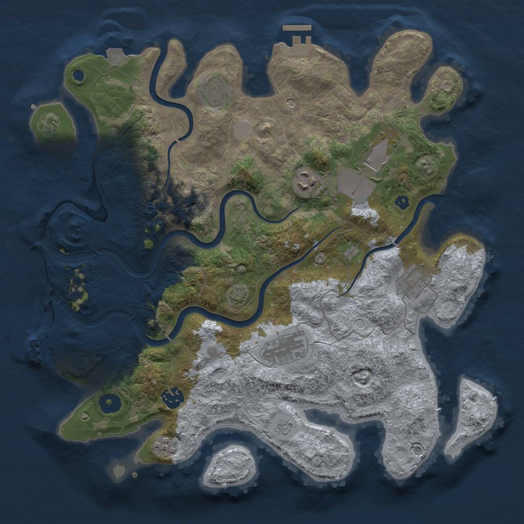 Rust Map: Procedural Map, Size: 3700, Seed: 329821366, 13 Monuments