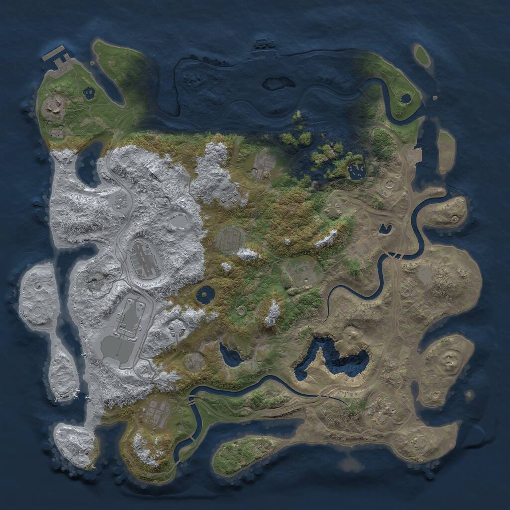 Rust Map: Procedural Map, Size: 4250, Seed: 1187350472, 16 Monuments