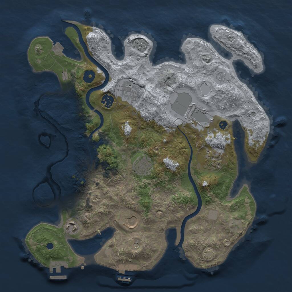 Rust Map: Procedural Map, Size: 3500, Seed: 32246565, 14 Monuments