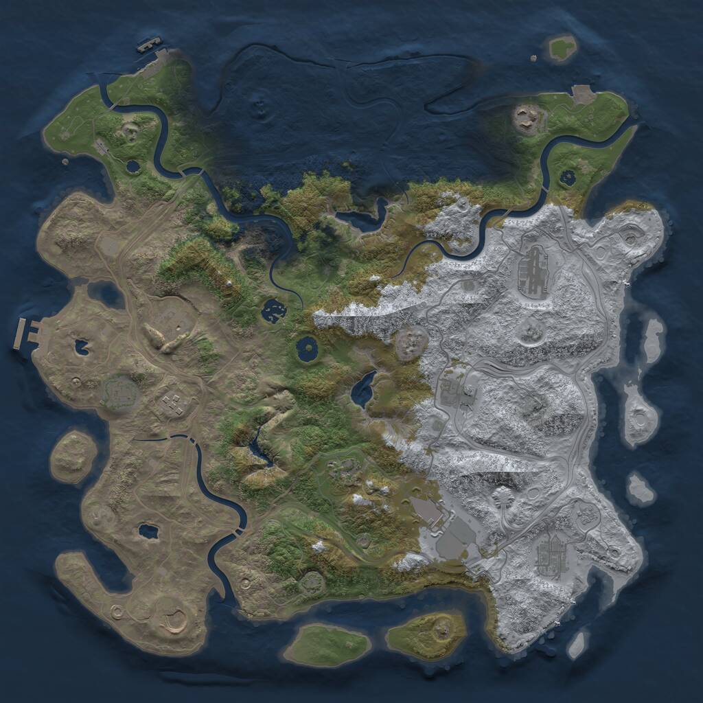 Rust Map: Procedural Map, Size: 4500, Seed: 1842781110, 17 Monuments
