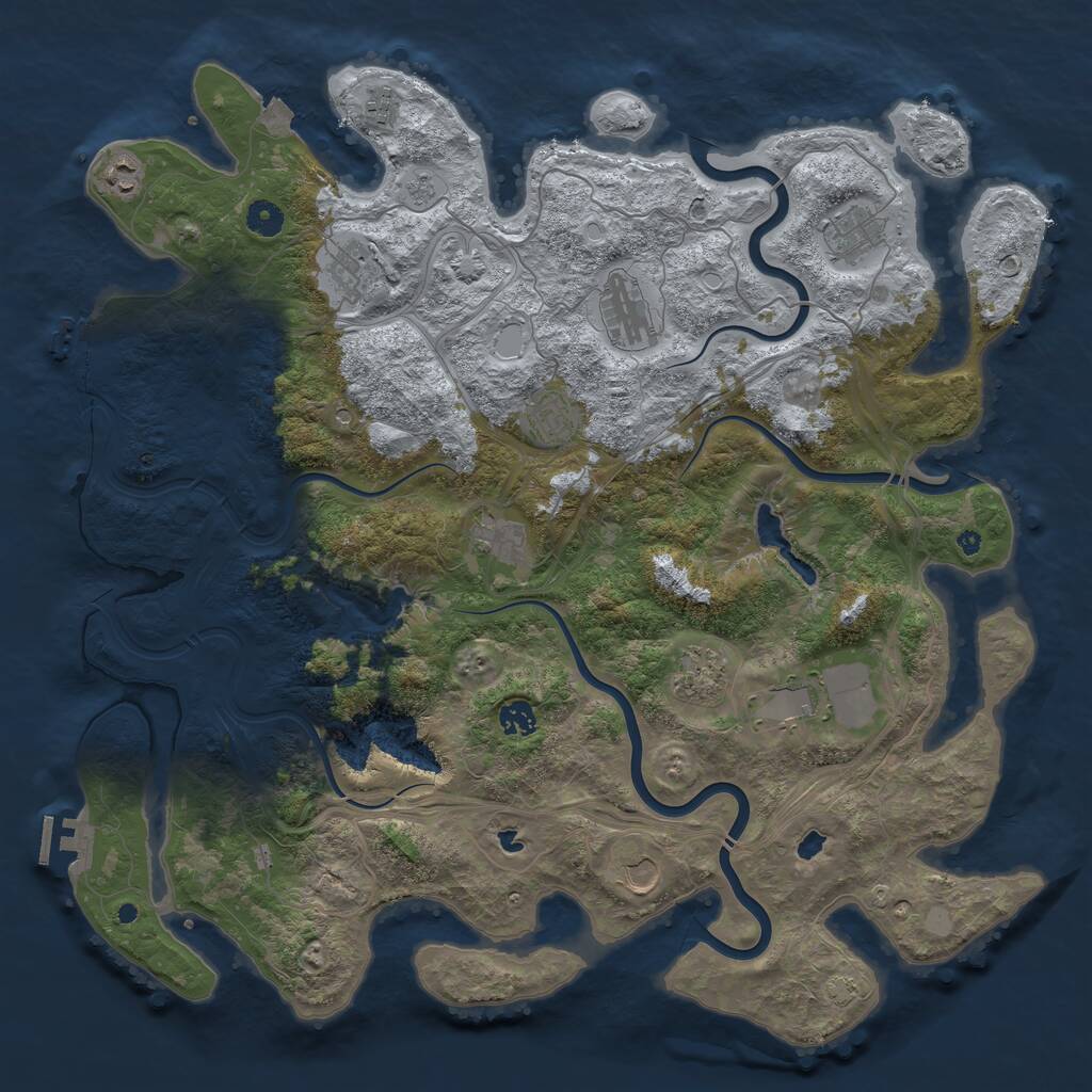 Rust Map: Procedural Map, Size: 4500, Seed: 515270713, 17 Monuments